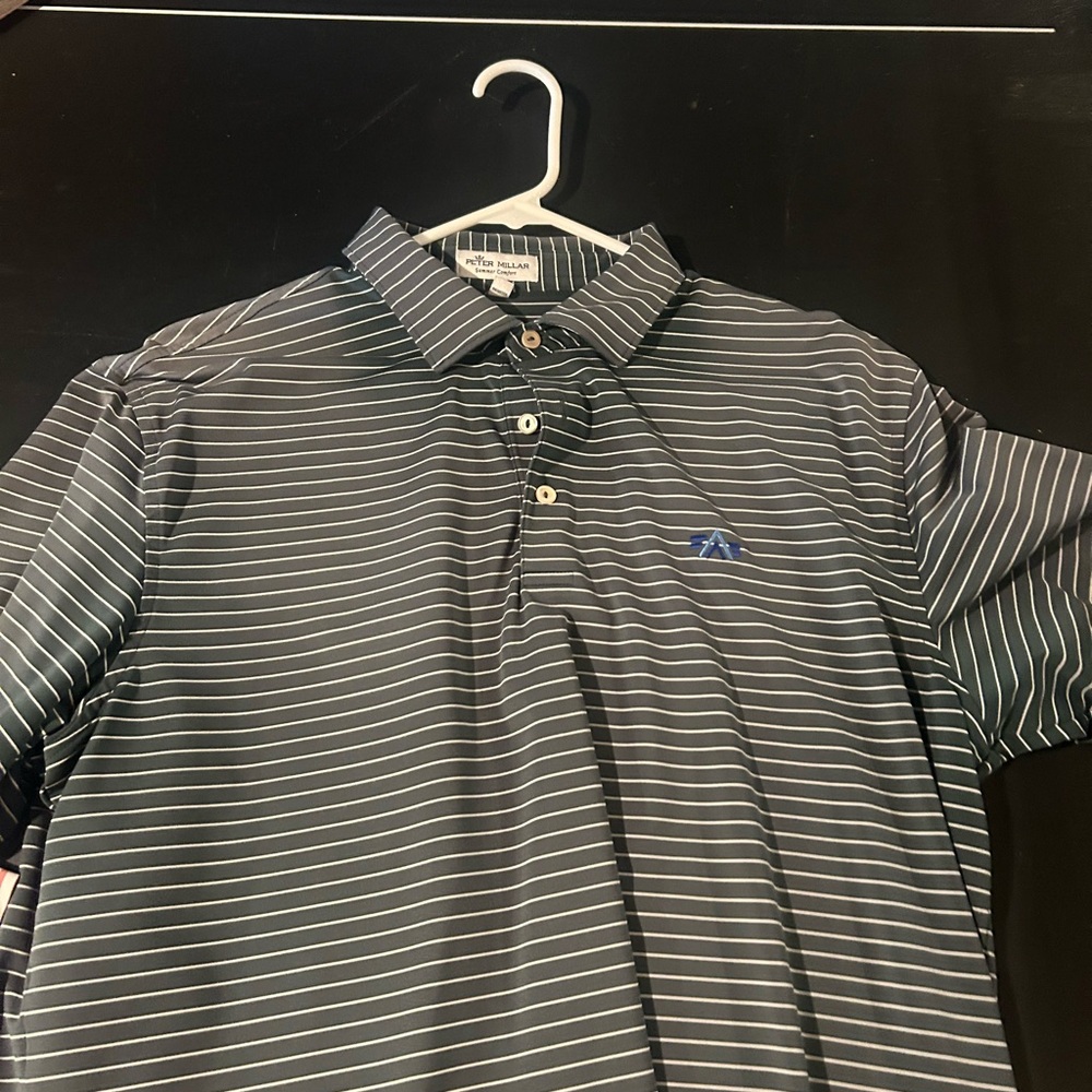 Peter Millar Black and White Polo Shirt Classic Striped Design